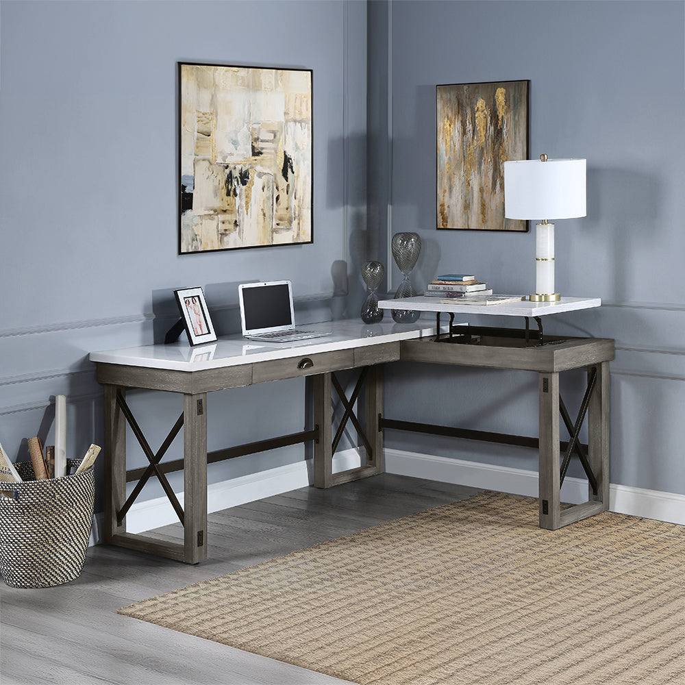 Talmar Marble Top & Weathered Gray Finish Writing Desk
