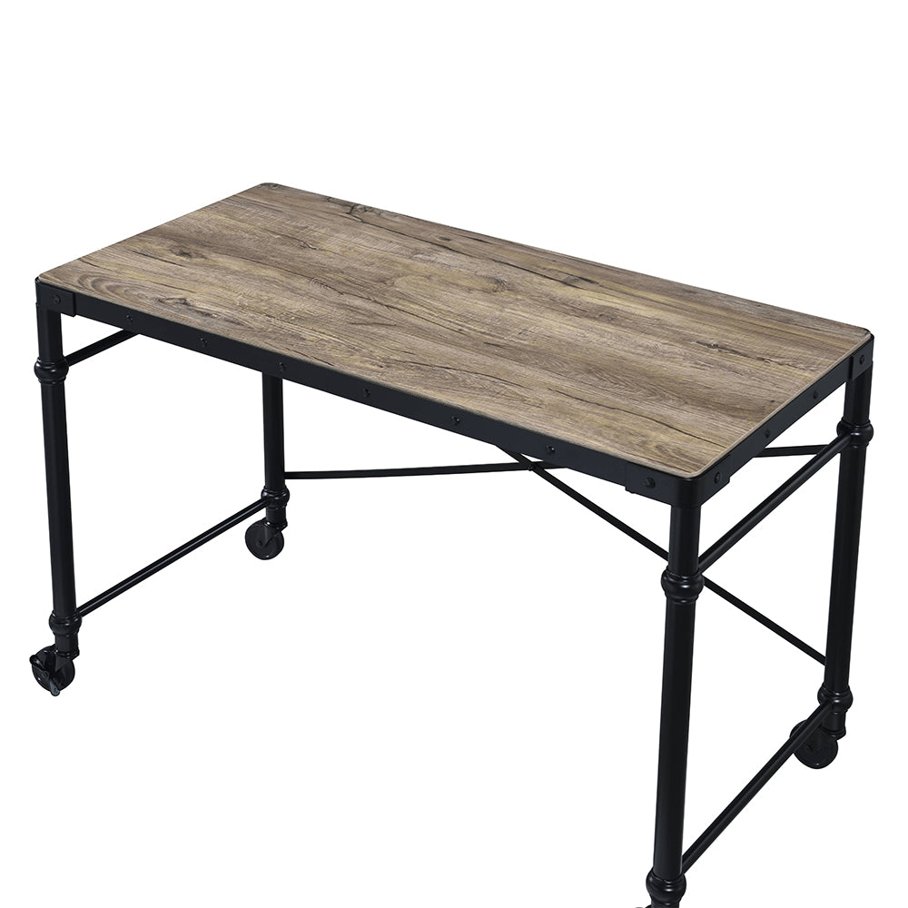 Oklarth Rustic Oak & Black Finish Writing Desk
