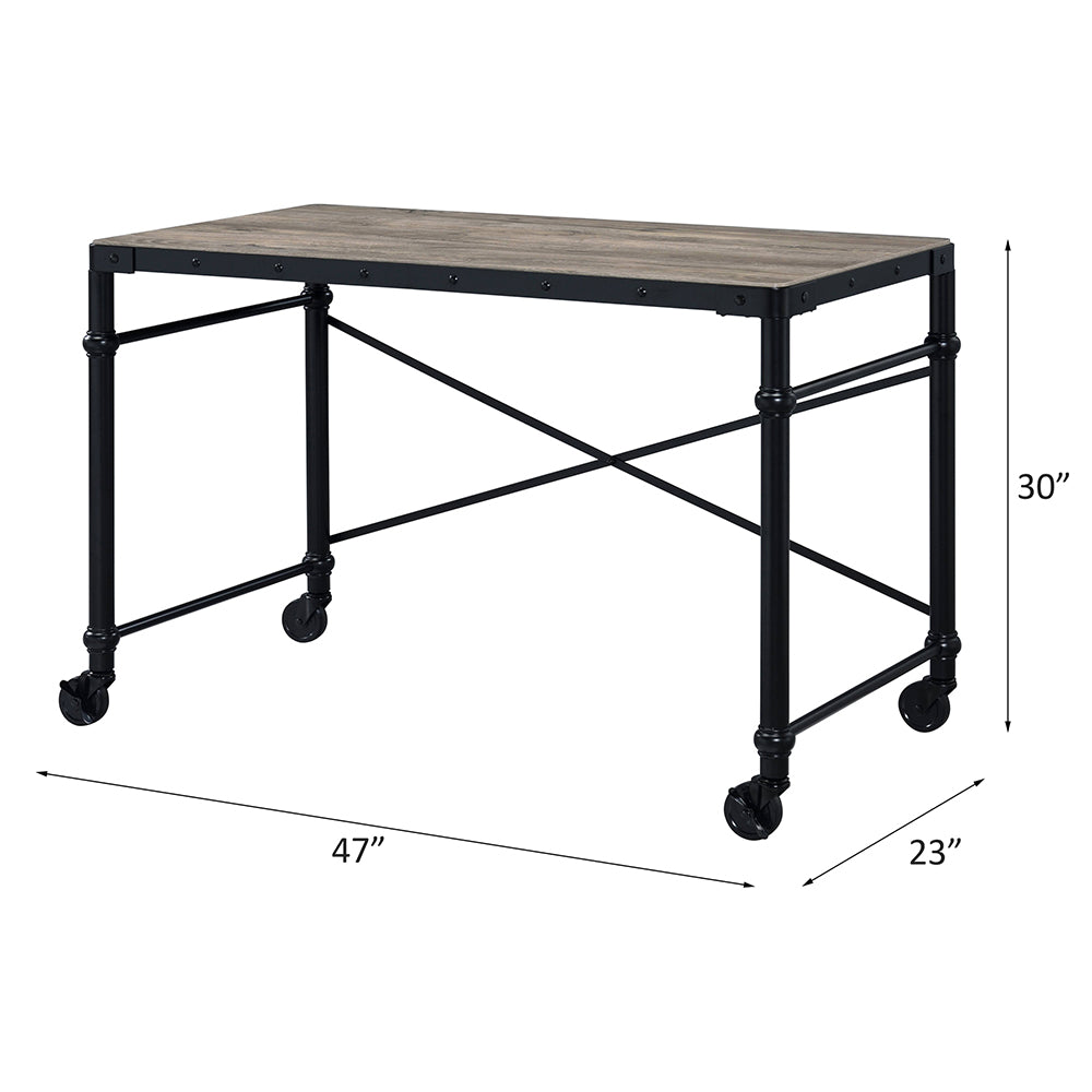 Oklarth Rustic Oak & Black Finish Writing Desk