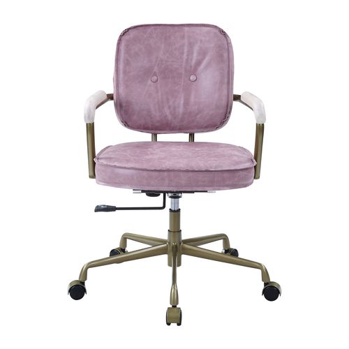 Siecross Pink Top Grain Leather Office Chair