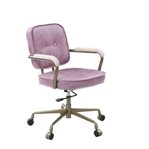 Siecross Pink Top Grain Leather Office Chair