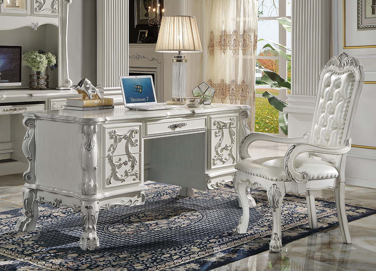 Dresden Bone White Finish Executive Writing Desk