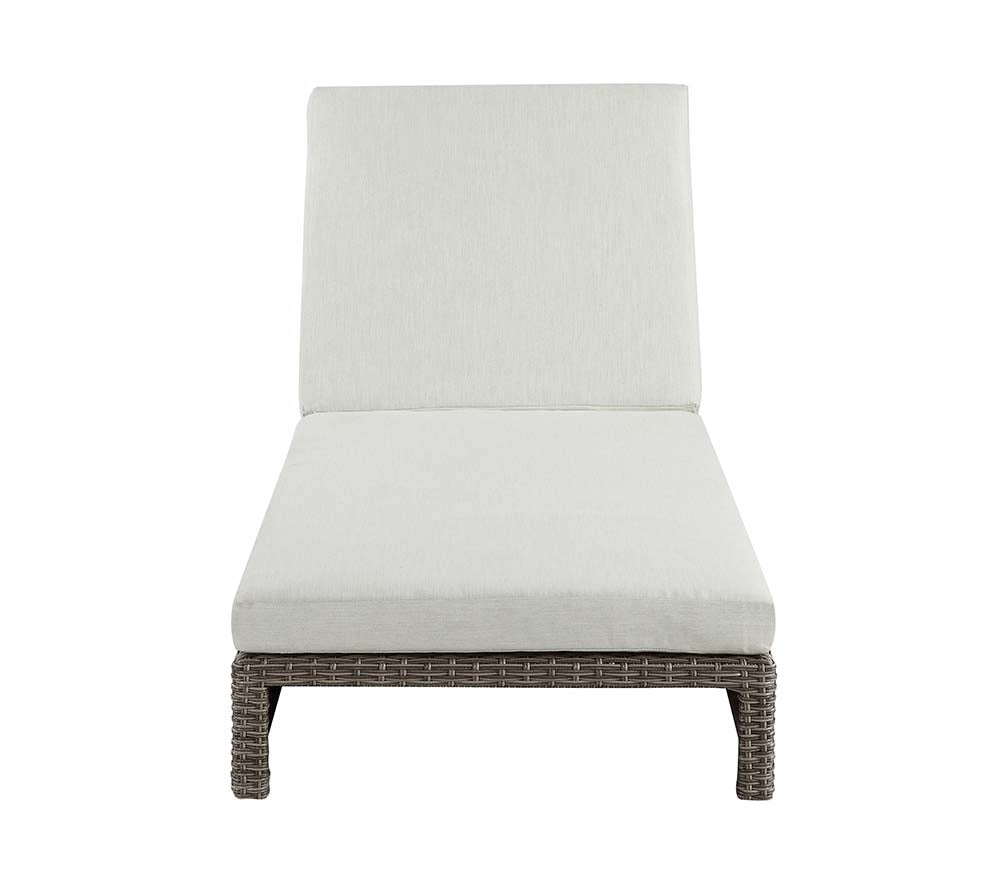 Salena Beige Fabric & Gray Finish Patio Lounge Chair