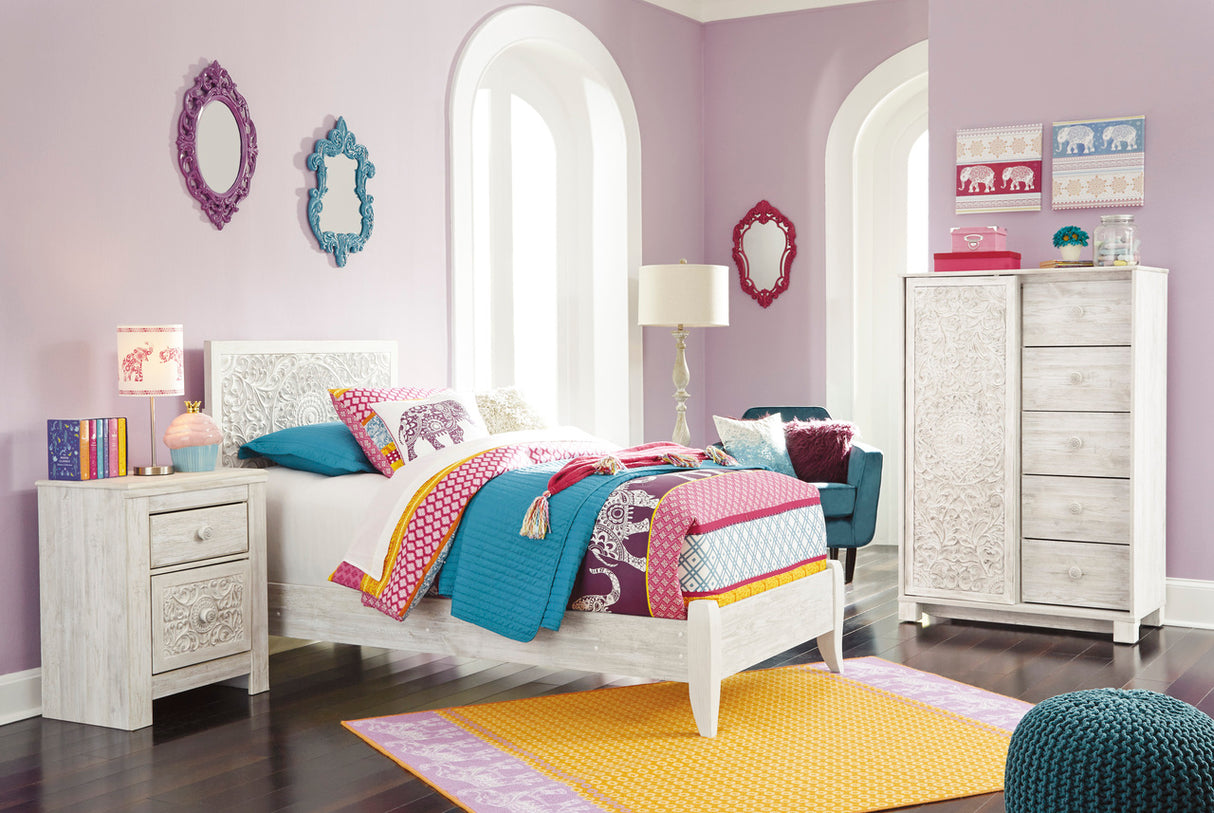 Paxberry Whitewash Youth Panel Bedroom Set