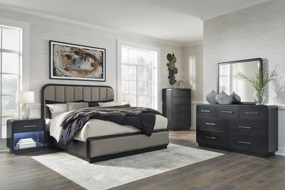 Rowanbeck Panel Bedroom Set In Black and Gray