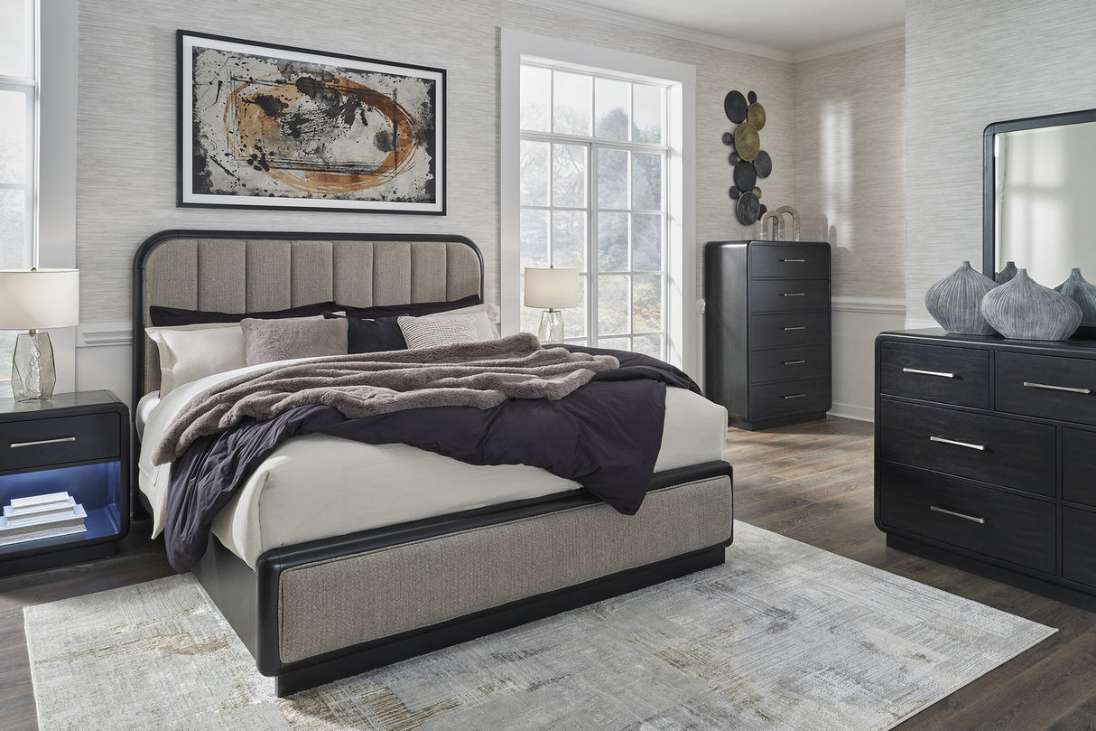 Rowanbeck Panel Bedroom Set In Black and Gray