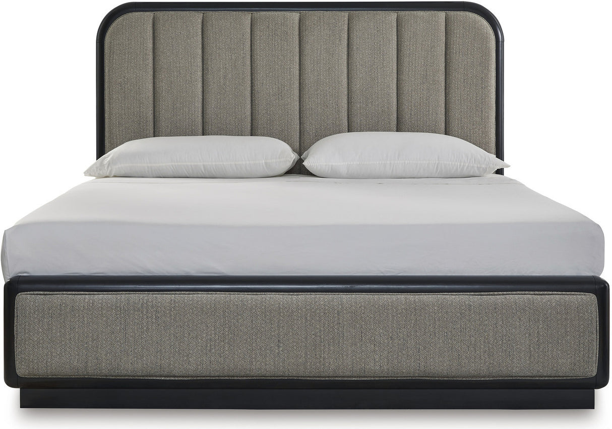 Rowanbeck Panel Bedroom Set In Black and Gray