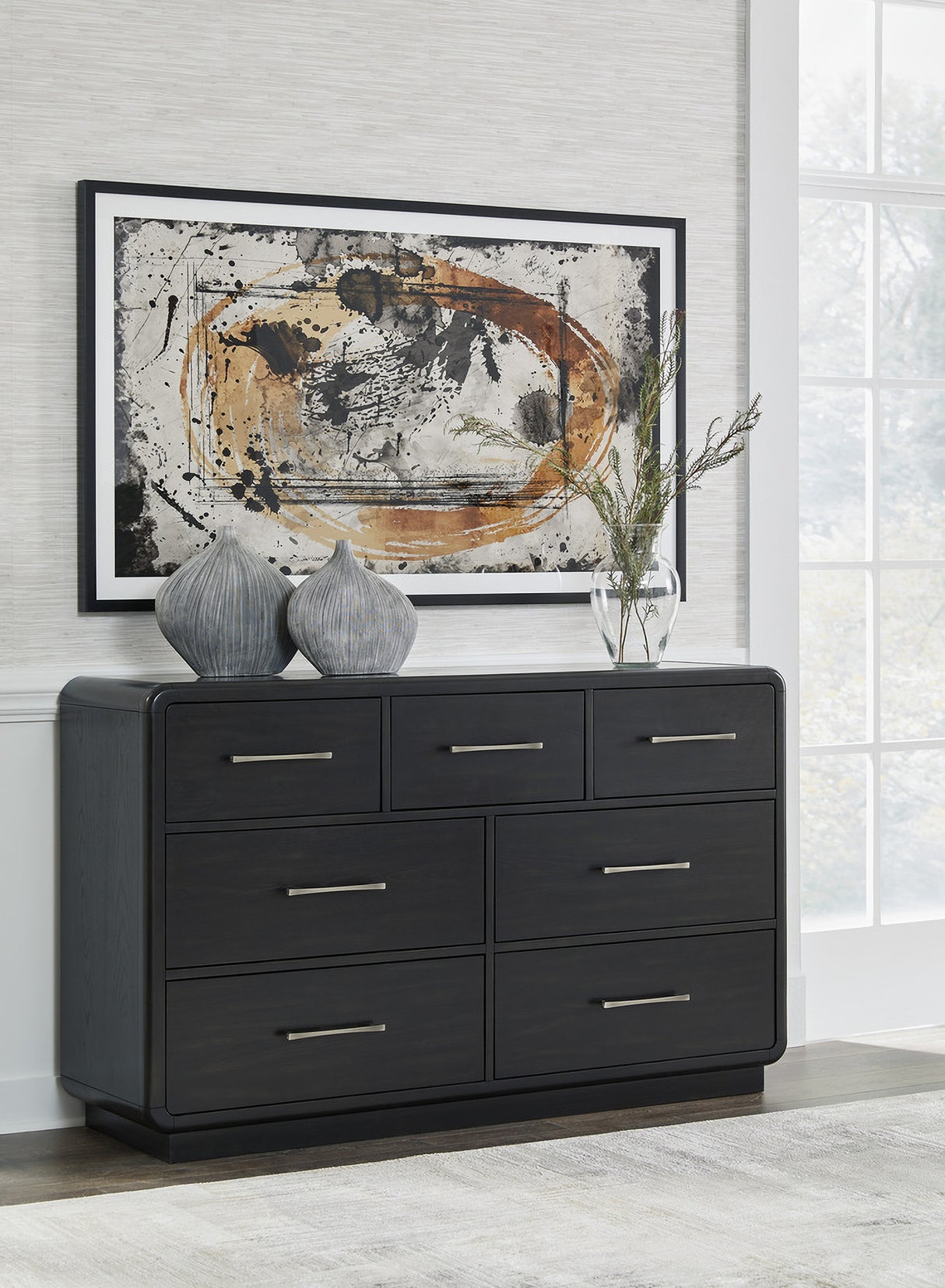 Rowanbeck Panel Bedroom Set In Black and Gray