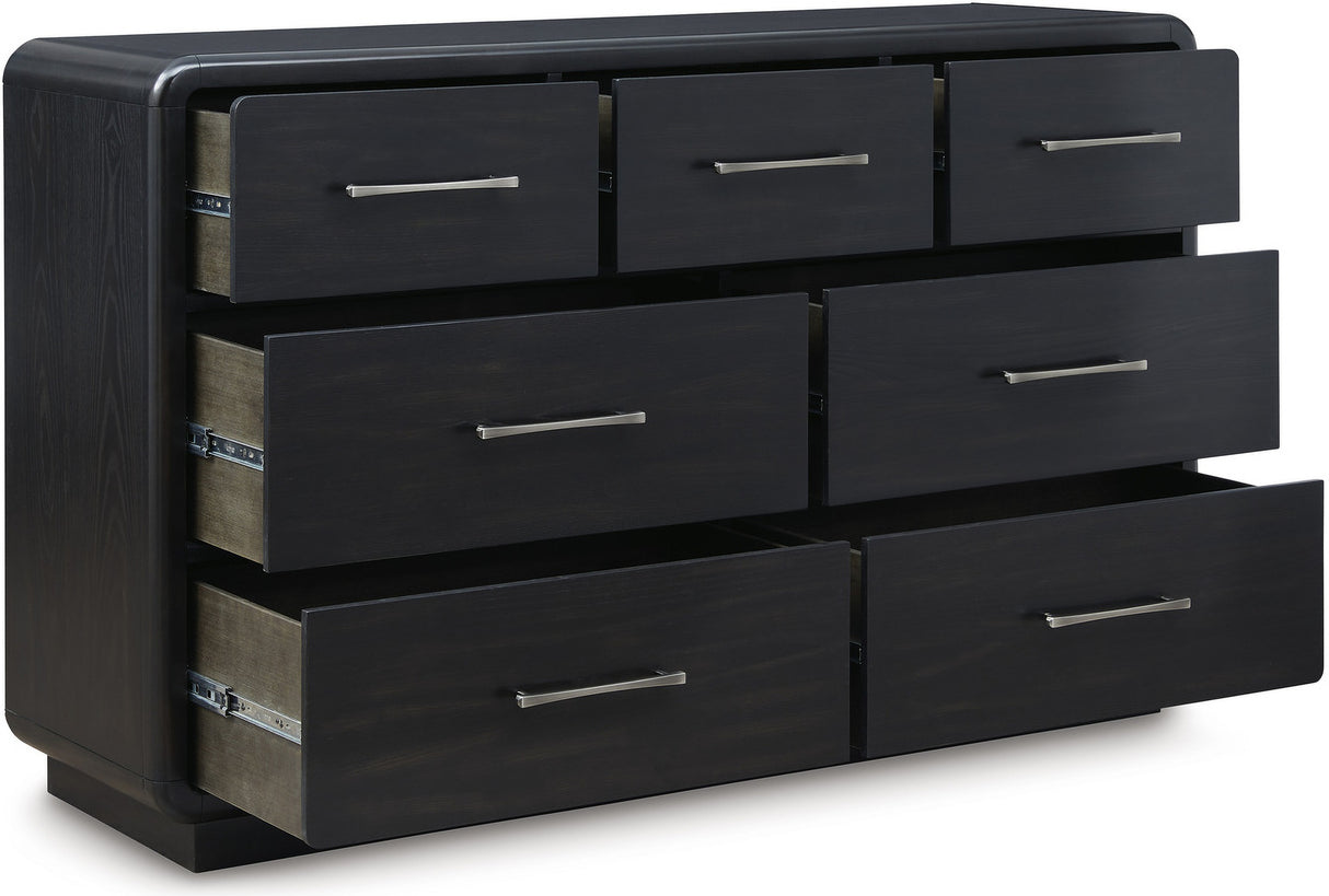 Rowanbeck Panel Bedroom Set In Black and Gray