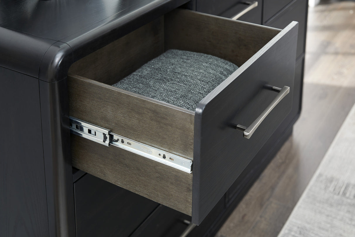 Rowanbeck Panel Bedroom Set In Black and Gray