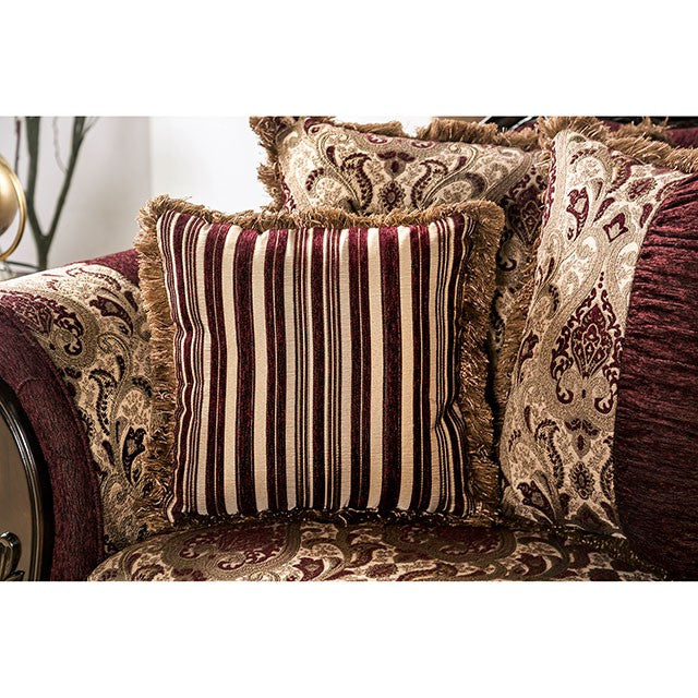 Matteo Burgundy/Brown Loveseat