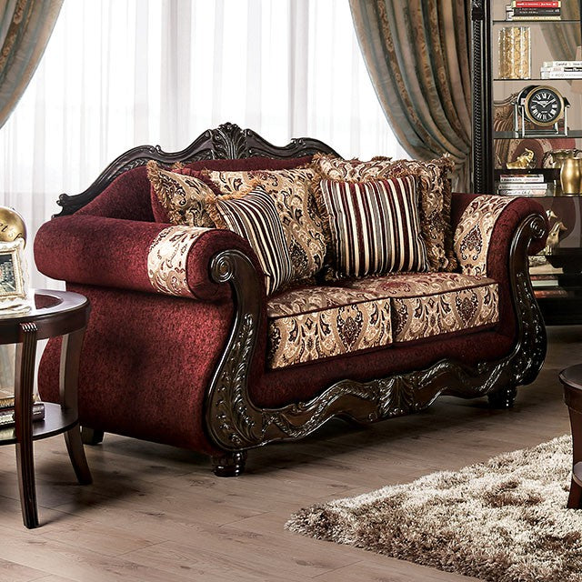 Matteo Burgundy/Brown Loveseat