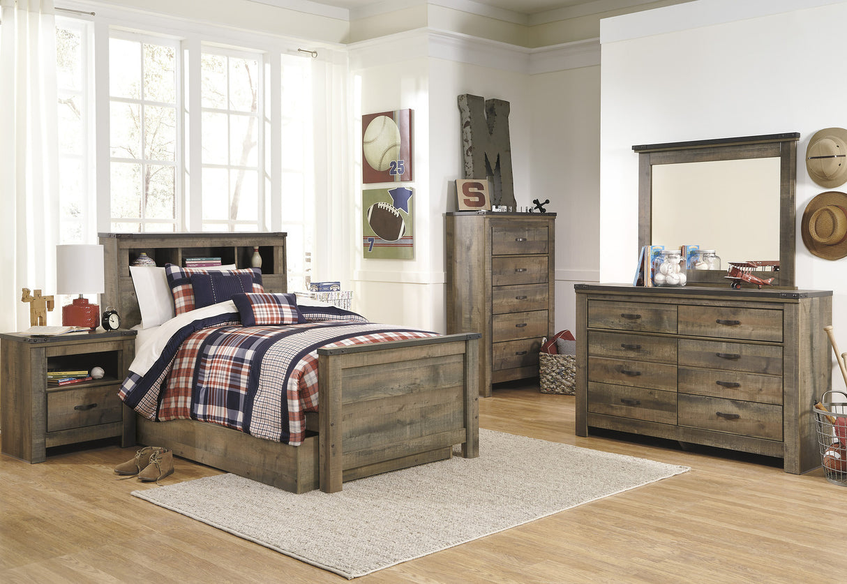 Trinell Brown Youth Storage Bookcase Bedroom Set