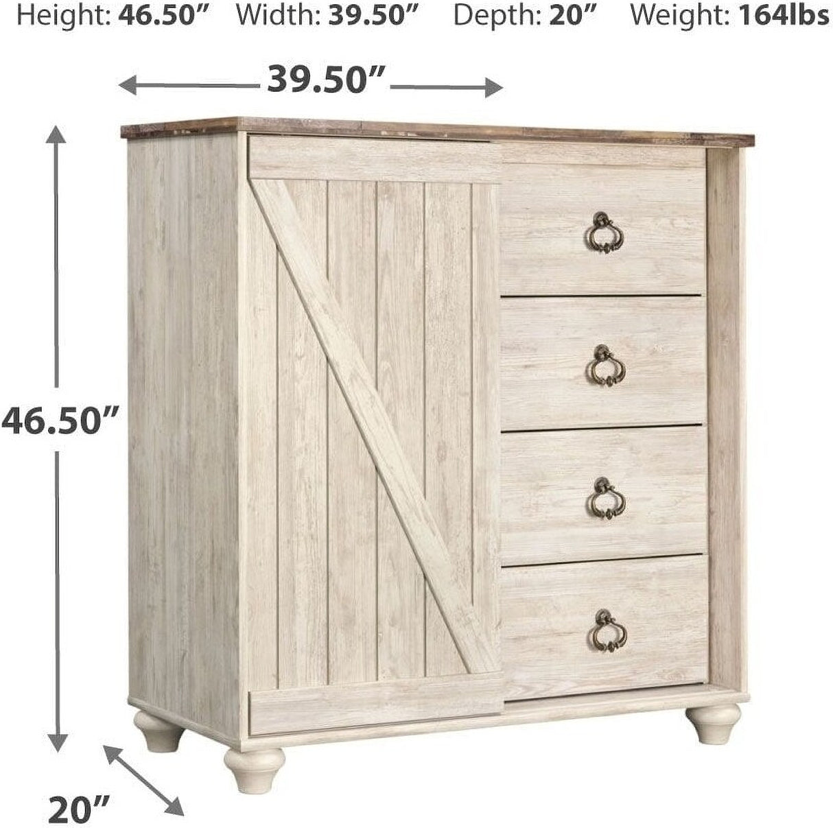 Willowton Whitewash Youth Panel Bedroom Set
