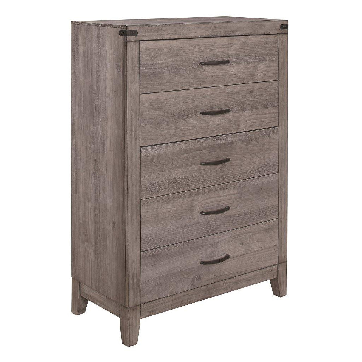 Woodrow Brownish Gray Platform Bookcase Bedroom Set