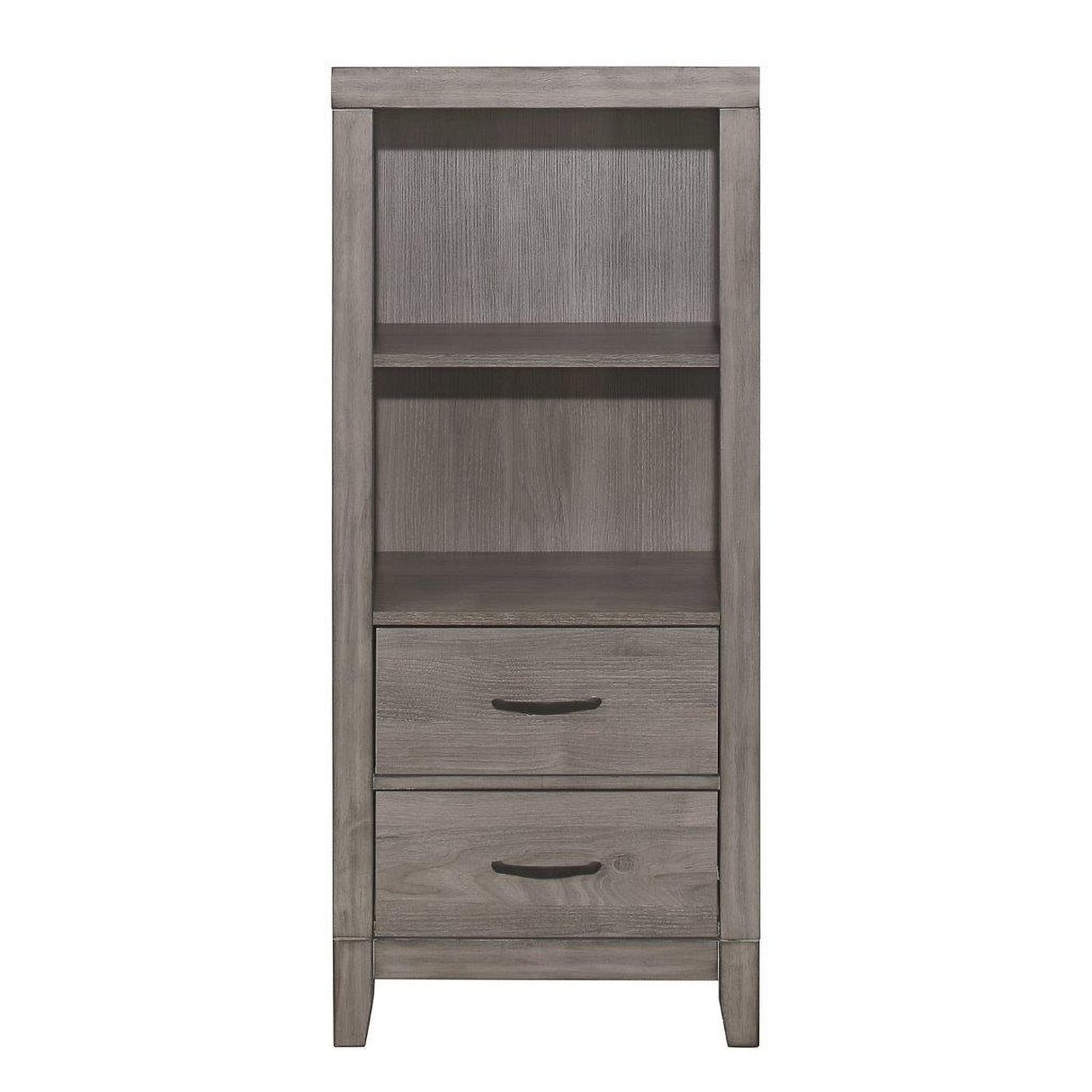 Woodrow Brownish Gray Platform Bookcase Bedroom Set