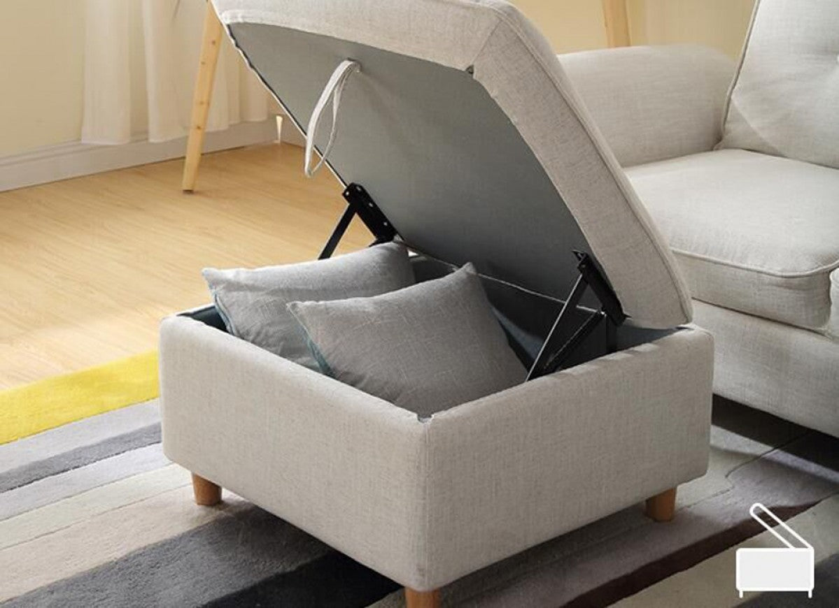 Divani Casa Jeremiah Modern Ivory Fabric Sofabed & Ottoman W/ Storage