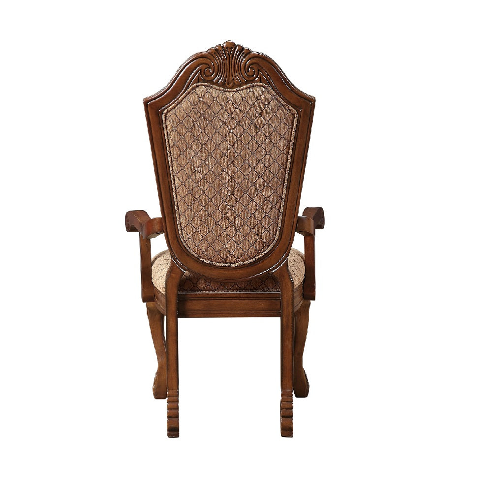 Chateau Fabric & Cherry Finish De Ville Arm Chair (Set-2)