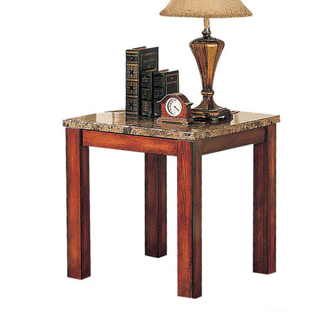 Bologna Brown Marble & Brown Cherry End Table