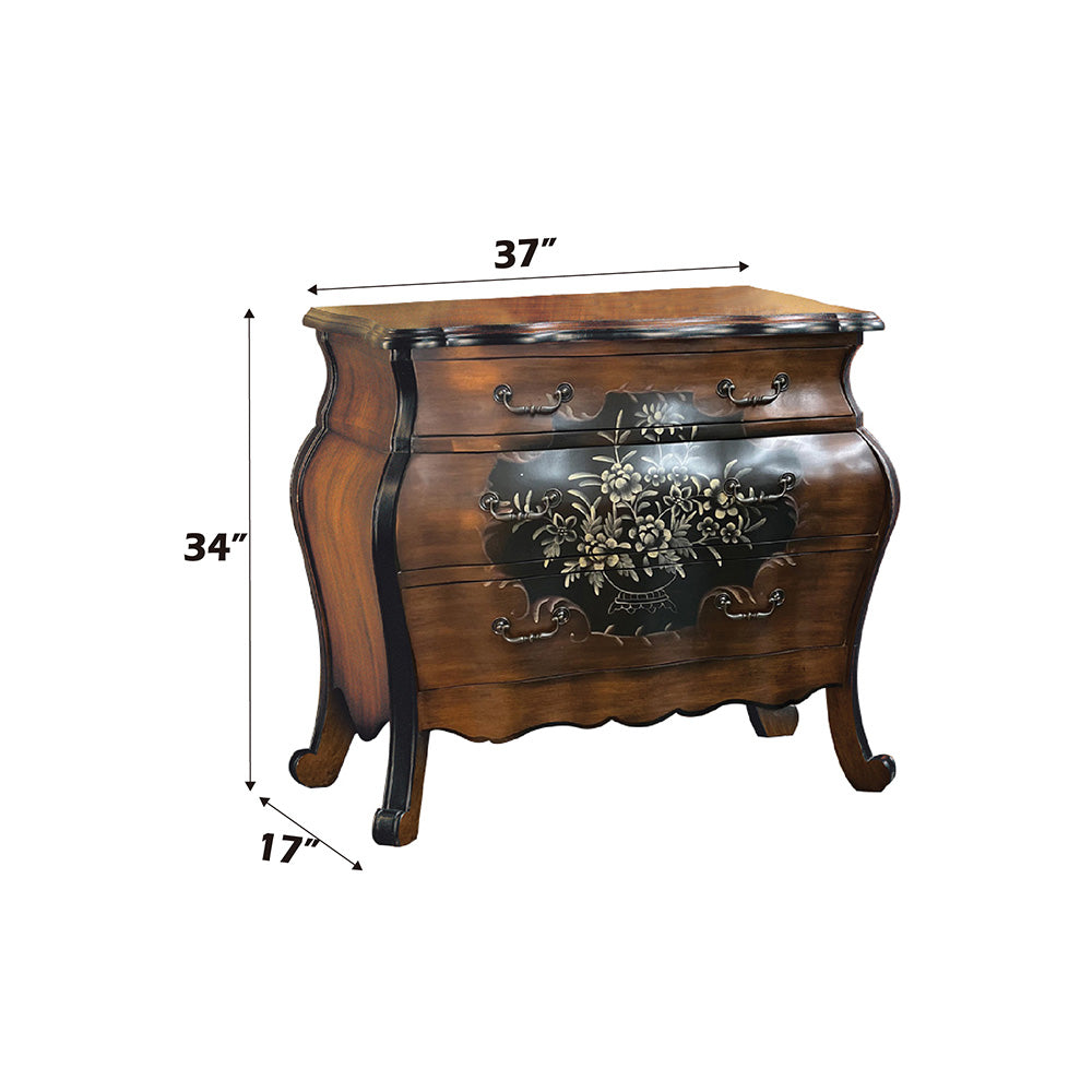Roma Oak & Antique Black Finish Chest