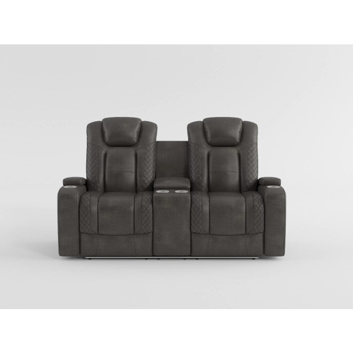 Tabor Dark Brown Power Double Reclining Loveseat