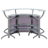 Dallas Silver 3-Piece Curved Freestanding Home Bar Cabinet