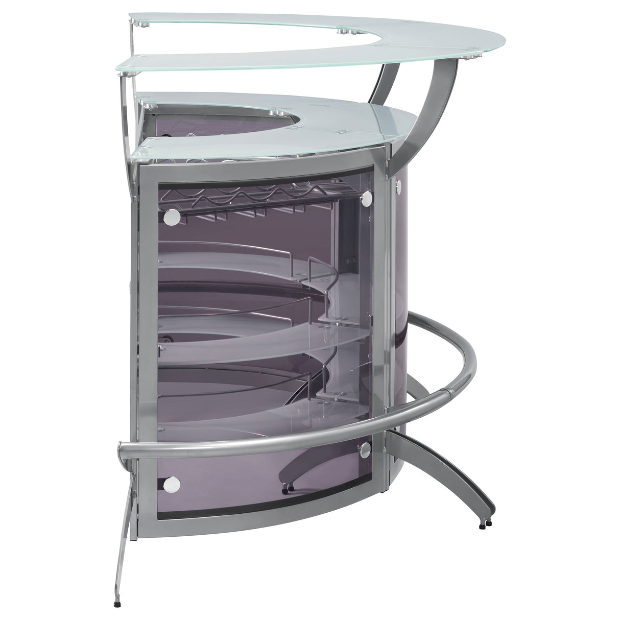 Dallas Silver 3-Piece Curved Freestanding Home Bar Cabinet