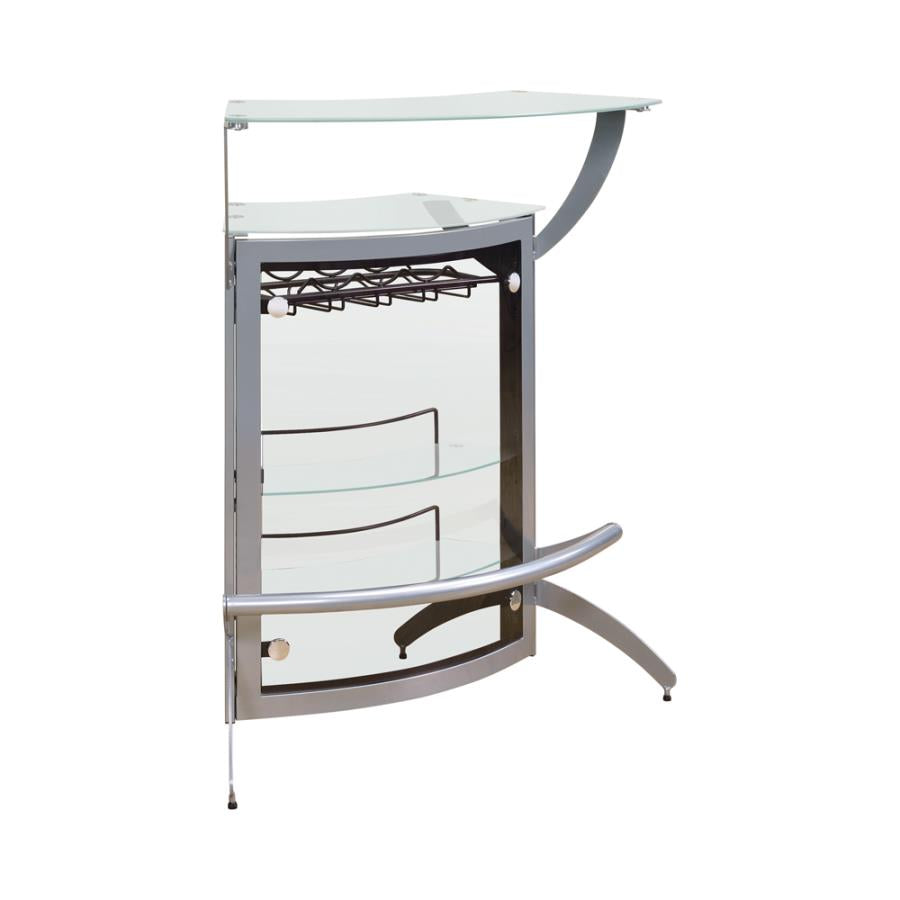 Dallas 2-Shelf Bar Unit Silver And Frosted Glass