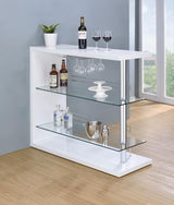 Prescott Rectangular 2-Shelf Bar Unit Glossy White