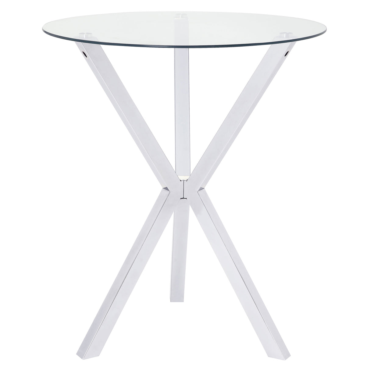 Denali Chrome Round 35-Inch Glass Top Bistro Bar Table