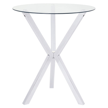 Denali Chrome Round 35-Inch Glass Top Bistro Bar Table