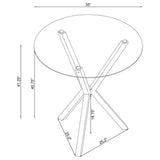 Denali Chrome Round 35-Inch Glass Top Bistro Bar Table