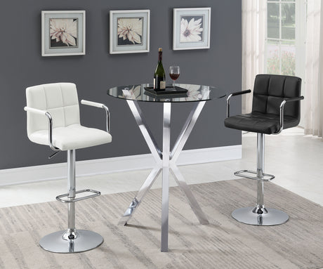 Denali Chrome Round 35-Inch Glass Top Bistro Bar Table