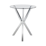Denali Chrome Round 35-Inch Glass Top Bistro Bar Table