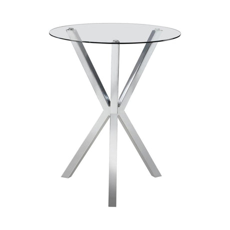 Denali Chrome Round 35-Inch Glass Top Bistro Bar Table