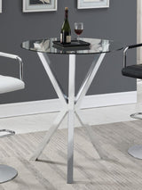 Denali Chrome Round 35-Inch Glass Top Bistro Bar Table