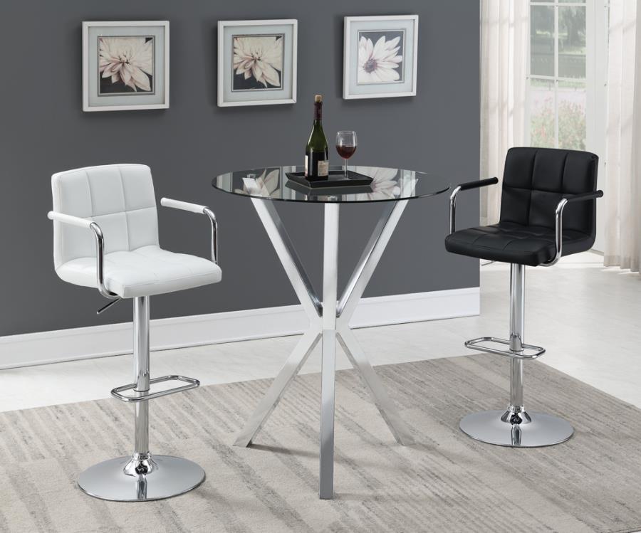 Denali Chrome Round 35-Inch Glass Top Bistro Bar Table