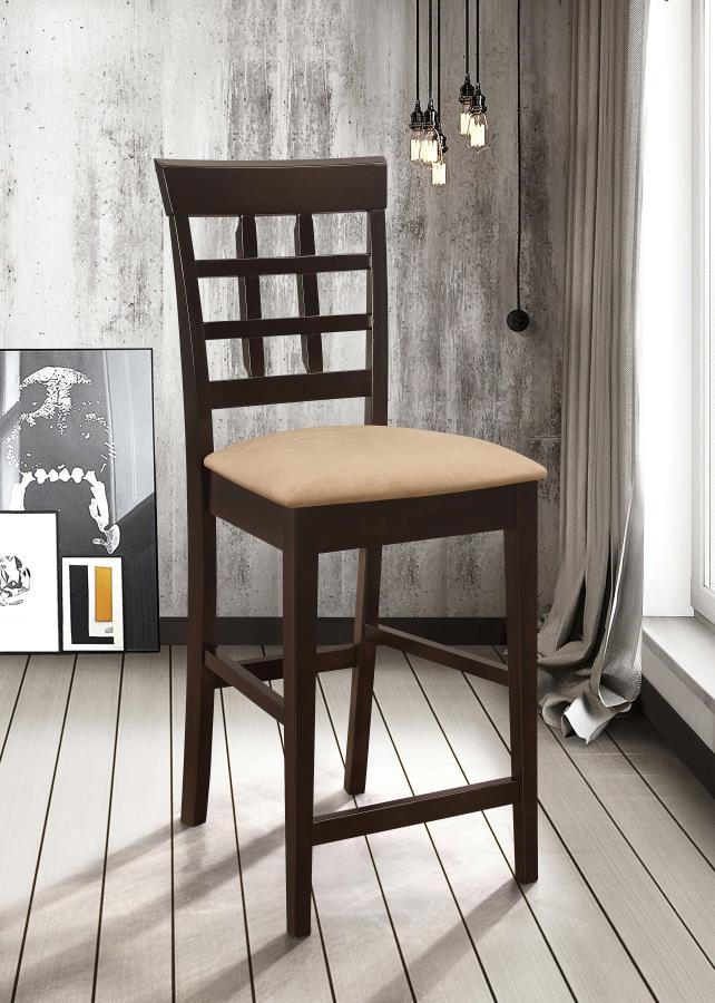 Clanton Upholstered Counter Height Stools Cappuccino And Tan (Set Of 2)