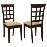 Gabriel Lattice Back Side Chairs Cappuccino And Tan (Set Of 2)