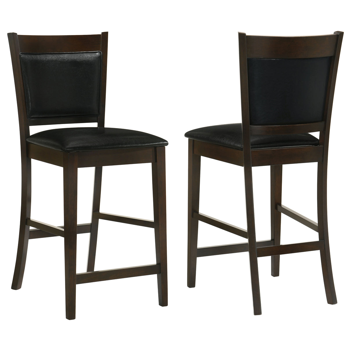 Jaden Upholstered Counter Height Stools Black And Espresso (Set Of 2)
