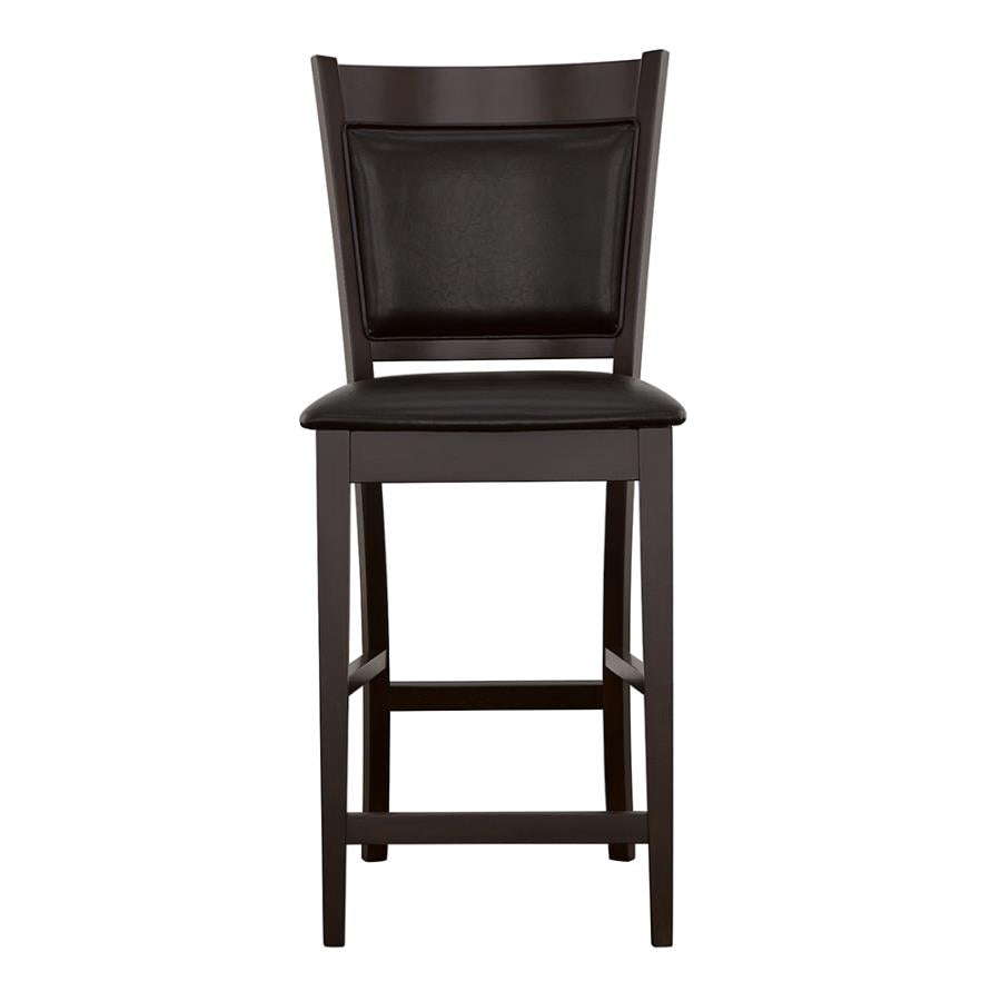 Jaden Upholstered Counter Height Stools Black And Espresso (Set Of 2)