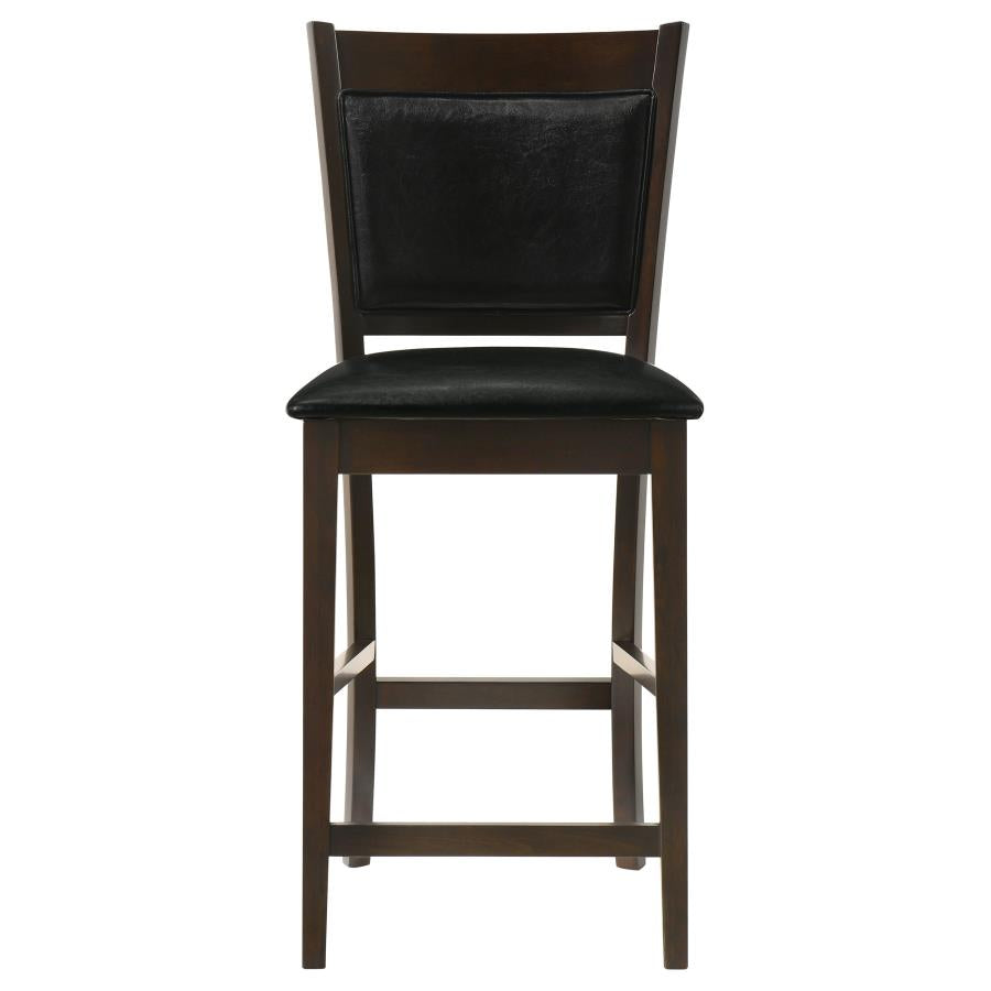 Jaden Upholstered Counter Height Stools Black And Espresso (Set Of 2)