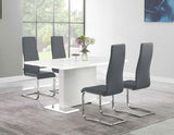 Anges White High Gloss / Grey 5-Piece Dining Table Set And