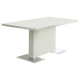 Anges White High Gloss Rectangular 63-Inch Dining Table