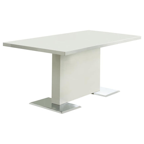 Anges White High Gloss Rectangular 63-Inch Dining Table