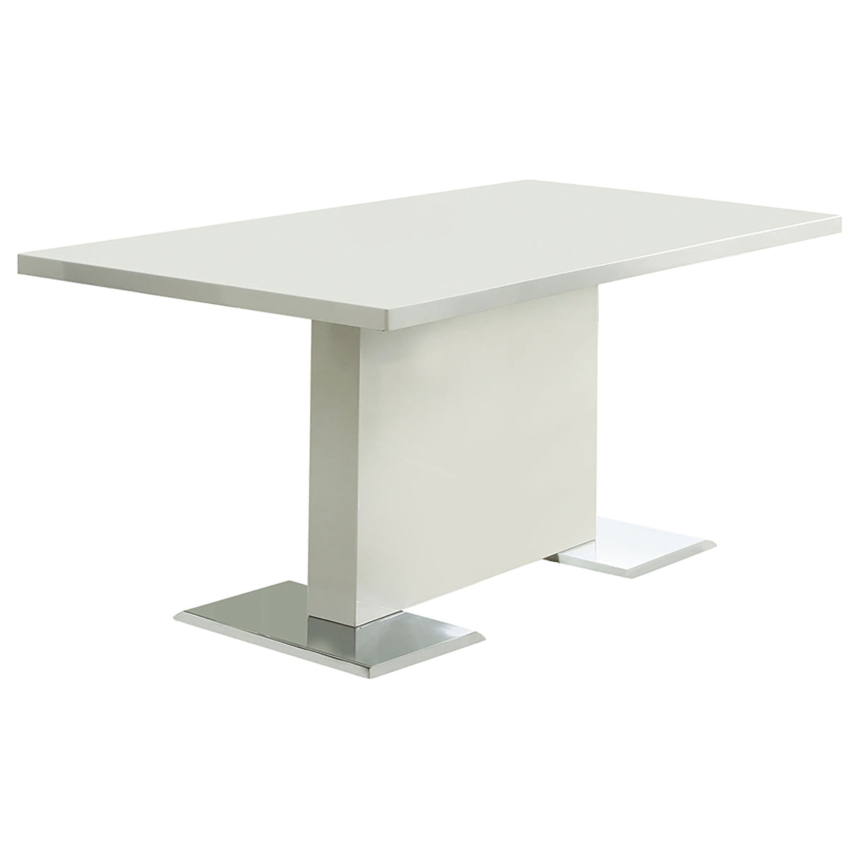 Anges White High Gloss Rectangular 63-Inch Dining Table