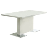 Anges White High Gloss Rectangular 63-Inch Dining Table