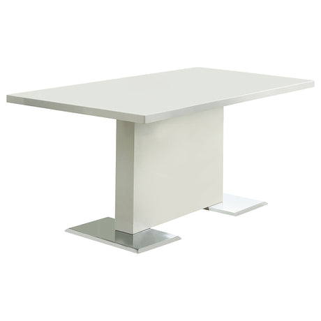 Anges White High Gloss Rectangular 63-Inch Dining Table