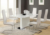 Anges T-Shaped Pedestal Dining Table Glossy White