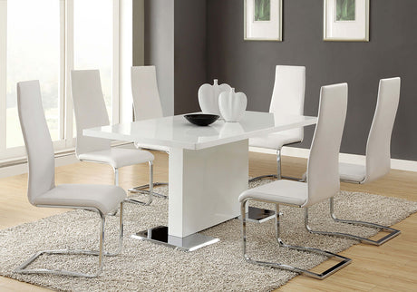 Anges White High Gloss Rectangular 63-Inch Dining Table